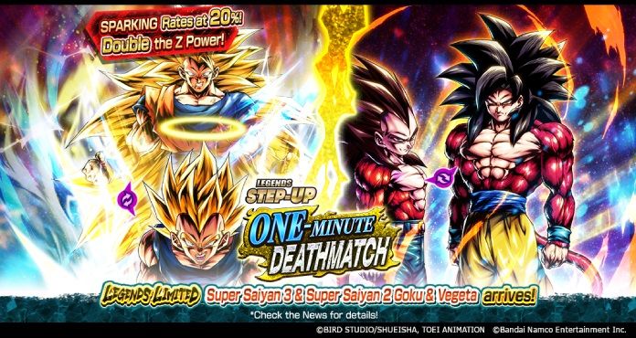 Dragon Ball Legends Releases LL Super Saiyan 3 & Super Saiyan 2 Goku & Vegeta! New Summon LEGENDS STEP-UP - ONE-MINUTE DEATHMATCH - On Now!